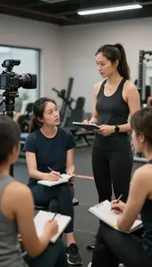 Writing Instructor Instructing A Language Conversation In A Fitness Gym Training