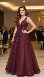 Ball Gown Glamour Mexican Woman With Half Up Half Down At Gala