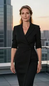 Beautiful Central European Woman With Brown Half Up Half Down In Wrap Dress