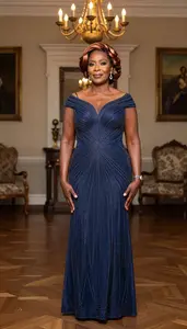 Beautiful Kenyan Woman With Elegant Updo In Evening Gown Gala Portrait