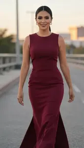 Beautiful Mexican Woman In Formal Gown Urban Editorial Shoot