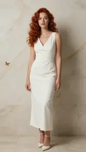 Beautiful Mixed Race Woman In Formal Dress Studio Editorial Shoot