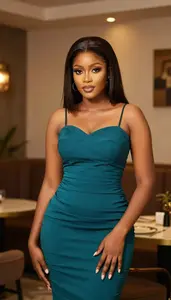 Beautiful Nigerian Woman In Teal Ruched Cocktail Gown Cocktail Event Editorial