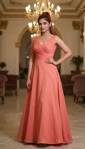 Beautiful South Asian Woman In Ball Gown Gala Editorial Shoot