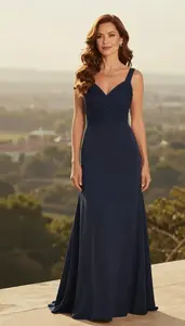 Beautiful Warm Toned Woman In Formal Gown Sunset Editorial Shoot