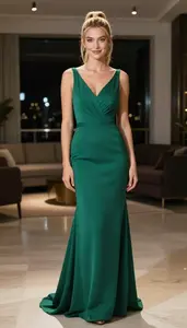 Central European Young Woman Evening Gown Fashion At Gala Event
