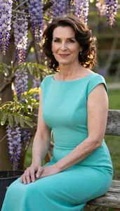 Chic European Woman In Formal Gown Garden Lifestyle Photography