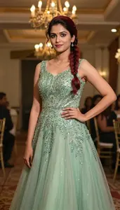 Chic Indian Woman In Ball Gown Gala Lifestyle Photography Stock Photography