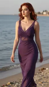 Chic Persian Woman In Evening Dress Sunset Lifestyle Photography