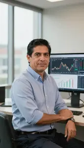Chief Investment Officer Evaluating Market Trends Stock Photo