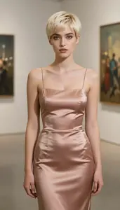 Cocktail Event Glamour Portrait Rose Gold Sleek Cocktail Gown On Mediterranean