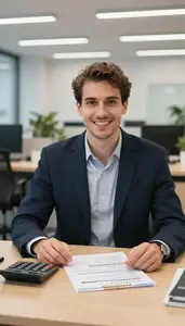 Credit Analyst Evaluating A Commercial Loan Package Stock Photo
