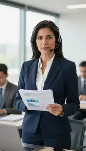 Customer Service Manager At Desk In Modern Office