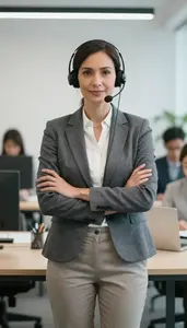 Customer Service Manager Reviewing Documents In Office