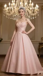 East Asian Late 20s Woman Ball Gown Fashion At Gala Event Stock Photography