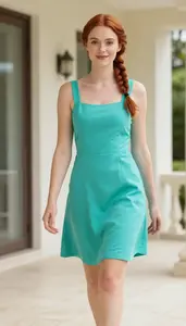 Elegant Cocktail Dress Portrait Of Nordic Woman At Resort Event