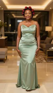 Elegant Evening Gown Portrait Of Kenyan Woman At Gala Event Stock Photography