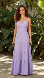 Elegant Formal Dress Portrait Of Brazilian Woman At Garden Event