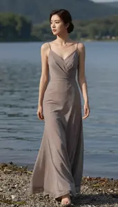 Elegant Formal Gown Portrait Of Fair Skinned Woman At Sunset Event