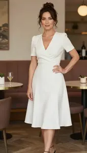 Elegant Wrap Dress Portrait Of Central European Woman At Cocktail Event Event