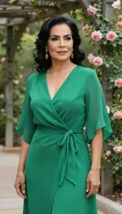 Elegant Wrap Dress Portrait Of Mexican Woman At Garden Event