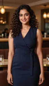 Elegant Wrap Dress Portrait Of Indian Woman At Cocktail Event Event