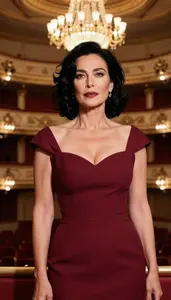 European Woman Mature In Evening Gown Gala Portrait Photography