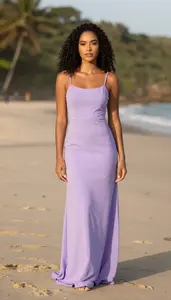 Evening Gown Fashion Portrait Brazilian Woman At Sunset Event