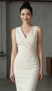 Fair Skinned Woman Early 30s In Wrap Dress Cocktail Event Portrait Photography