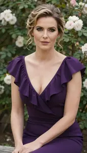 Formal Dress Glamour Photography Caucasian Woman Portrait At Garden