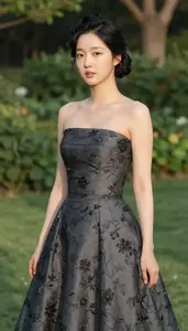 Formal Gown Editorial Photography Korean Woman At Garden Stock Photography
