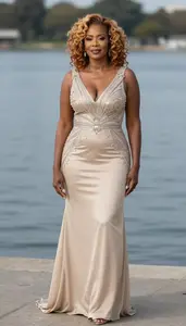 Formal Gown Fashion Portrait Kenyan Woman At Sunset Event Stock Photography