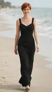 Formal Gown Glamour Central European Woman With Short Pixie Cut At Sunset