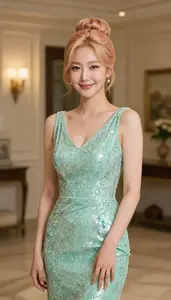 Korean Woman Early 20s In Evening Dress Gala Portrait Photography