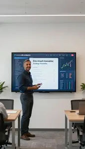 Man Finance Professional Presenting Fintech Innovation Strategy
