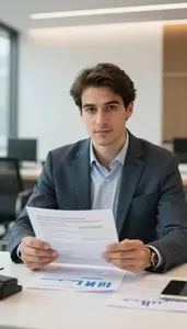 Man Finance Professional Reviewing Client Account Statements