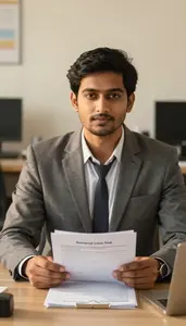 Man Finance Professional Evaluating A Commercial Loan Package