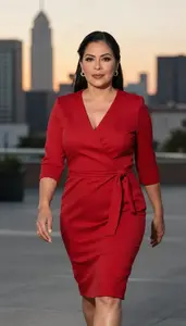 Mexican Woman In Her 40s In Wrap Dress Urban Portrait Photography