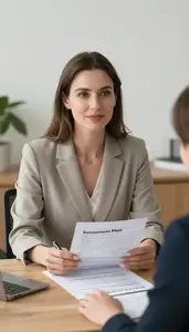 Personal Finance Advisor Creating A Retirement Plan With A Client Stock Photo