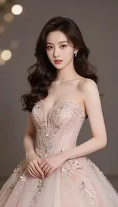 Professional Ball Gown Portrait Chinese Woman Studio Shoot