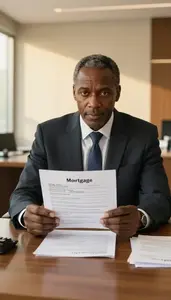 Professional Commercial Banker Reviewing Mortgage Documents