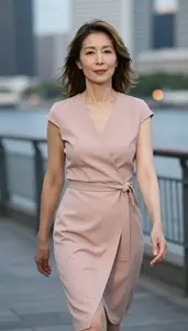 Professional Wrap Dress Portrait Japanese Woman Urban Shoot