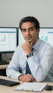 Risk Assessment Specialist Reviewing Risk Mitigation Strategies Stock Photo