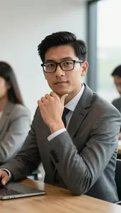 Sales Representative Reviewing Documents In Office