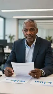 Senior Portfolio Manager Researching Emerging Market Opportunities Stock Photo