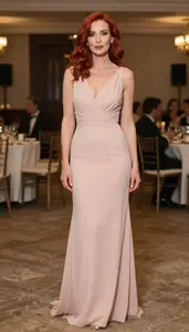 Southern European In Her 40s Woman Evening Gown Fashion At Gala Event