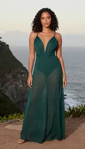 Stunning Brazilian Woman In Evening Dress Sunset Photography Session