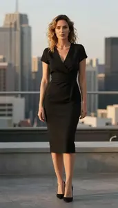 Stunning Caucasian Woman In Wrap Dress Urban Photography Session