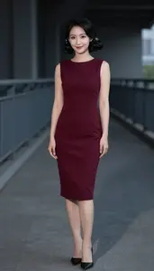 Stunning East Asian Woman In Cocktail Dress Urban Photography Session