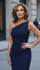 Stunning Mixed Race Woman In Midnight Blue One Shoulder Cocktail Gown Cocktail